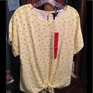 Yellow with blue design top
